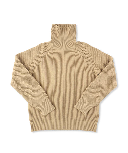 1124-13105 ウール&カシミヤブレンド リブロールネックセーター