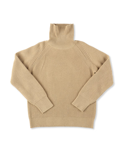 1124-13105 ウール&カシミヤブレンド リブロールネックセーター