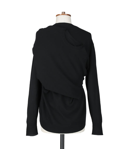 1124-13106 ウール&カシミヤブレンド オーバーショルダーセーター