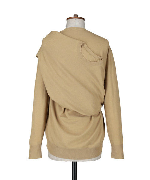 1124-13106 ウール&カシミヤブレンド オーバーショルダーセーター