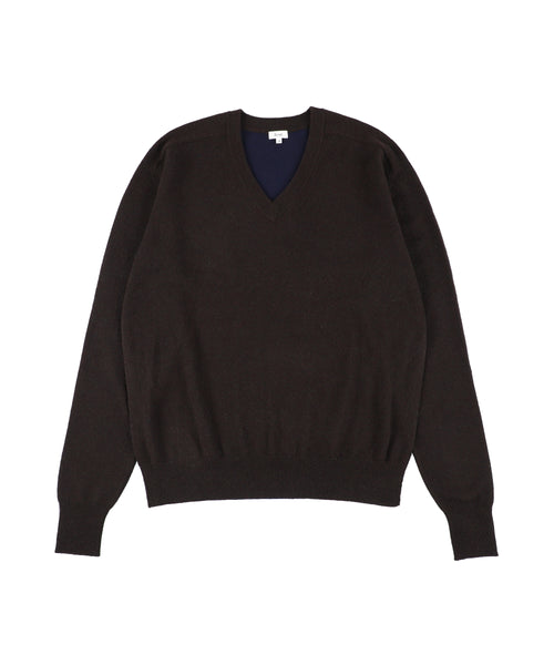 1125-13100 ピュアカシミヤ カラーブロックVネックジャンパー