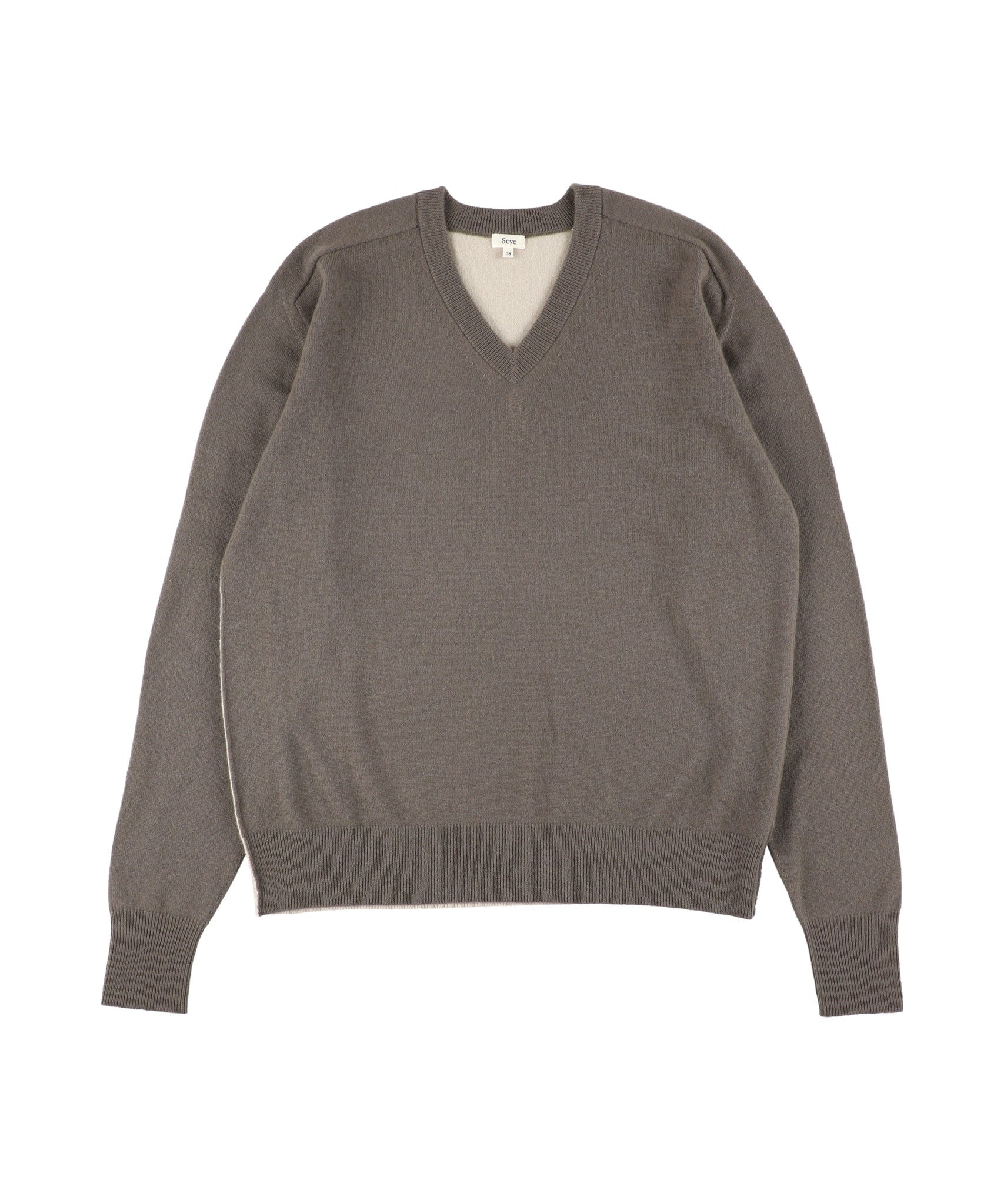 1125-13100 ピュアカシミヤ カラーブロックVネックジャンパー