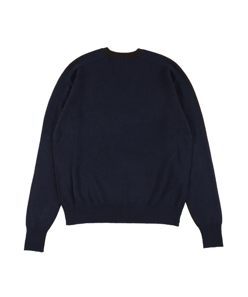 1125-13100 ピュアカシミヤ カラーブロックVネックジャンパー