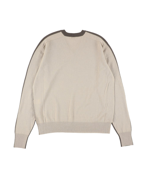 1125-13100 ピュアカシミヤ カラーブロックVネックジャンパー