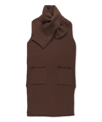 1223-13123 メリノウールリブ スカーフカラードレス