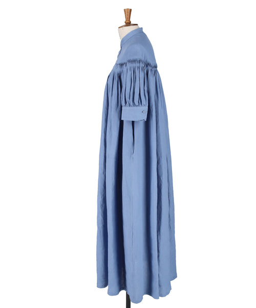 Organic Linen Tucked Puff Sleeve Dress 1224-01007