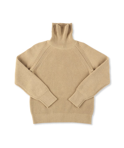 1224-13107 ウール&カシミヤブレンド リブロールネックセーター