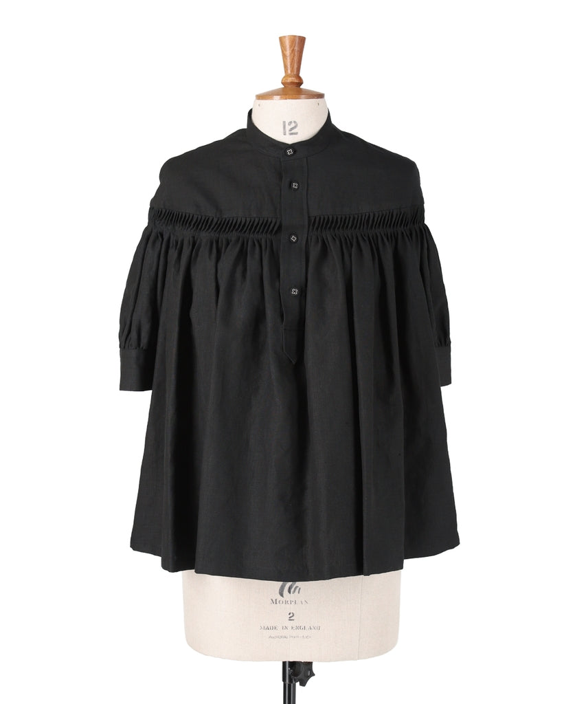 Organic Linen Tucked Puff Sleeve Blouse 1224-31006
