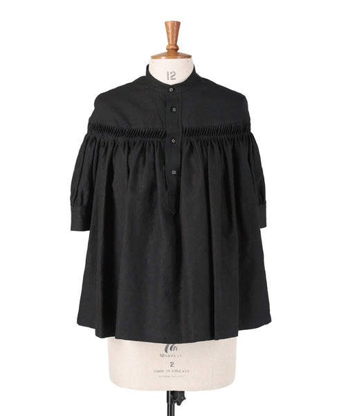 Organic Linen Tucked Puff Sleeve Blouse 1224-31006