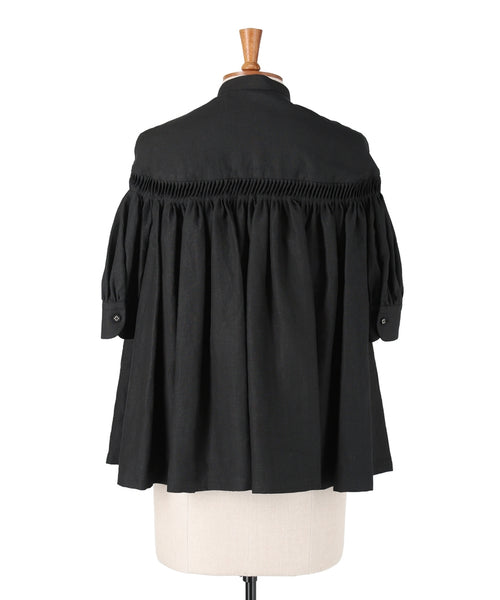 Organic Linen Tucked Puff Sleeve Blouse 1224-31006