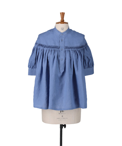 Organic Linen Tucked Puff Sleeve Blouse 1224-31006