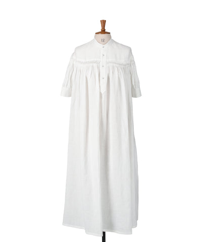Organic Linen Tucked Puff Sleeve Dress 1224-01007