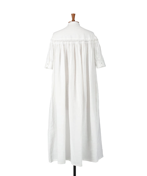 Organic Linen Tucked Puff Sleeve Dress 1224-01007