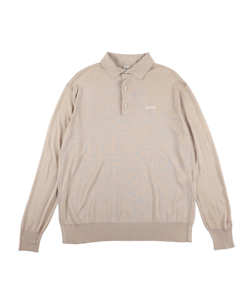 1225-11109 シルクニット ロングスリーブポロシャツ
