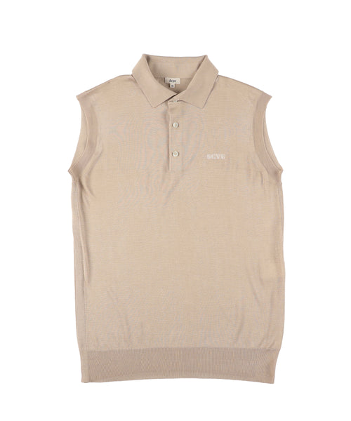 1225-11110 シルクニット スリーブレスポロシャツ