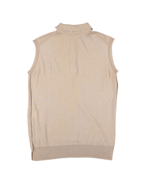 1225-11110 シルクニット スリーブレスポロシャツ
