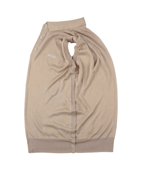 1225-11110 シルクニット スリーブレスポロシャツ