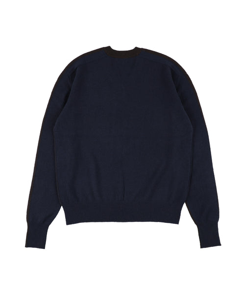 1225-13102 ピュアカシミヤ カラーブロックVネックジャンパー