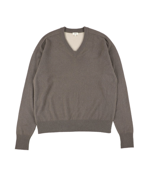 1225-13102 ピュアカシミヤ カラーブロックVネックジャンパー