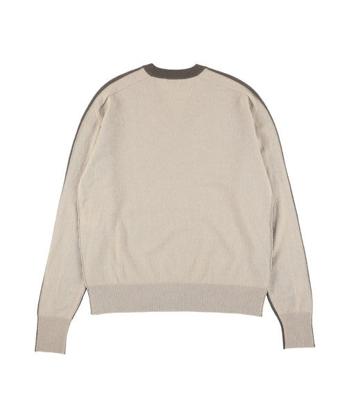 1225-13102 ピュアカシミヤ カラーブロックVネックジャンパー