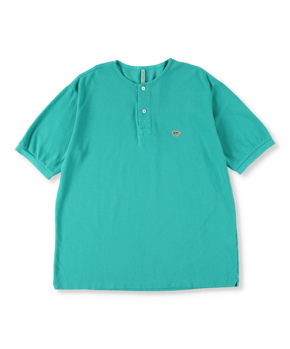 Garment Dyed Cotton Pique Henley Neck Shirt  5121-21706